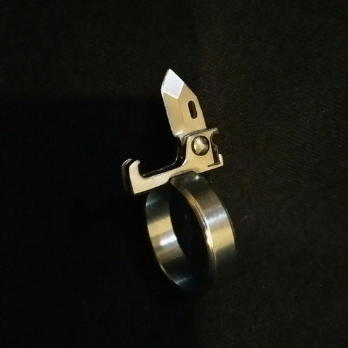 304 Stainless Steel Folding Ring Knife - Single Finger Blade EDC Multi-Tool