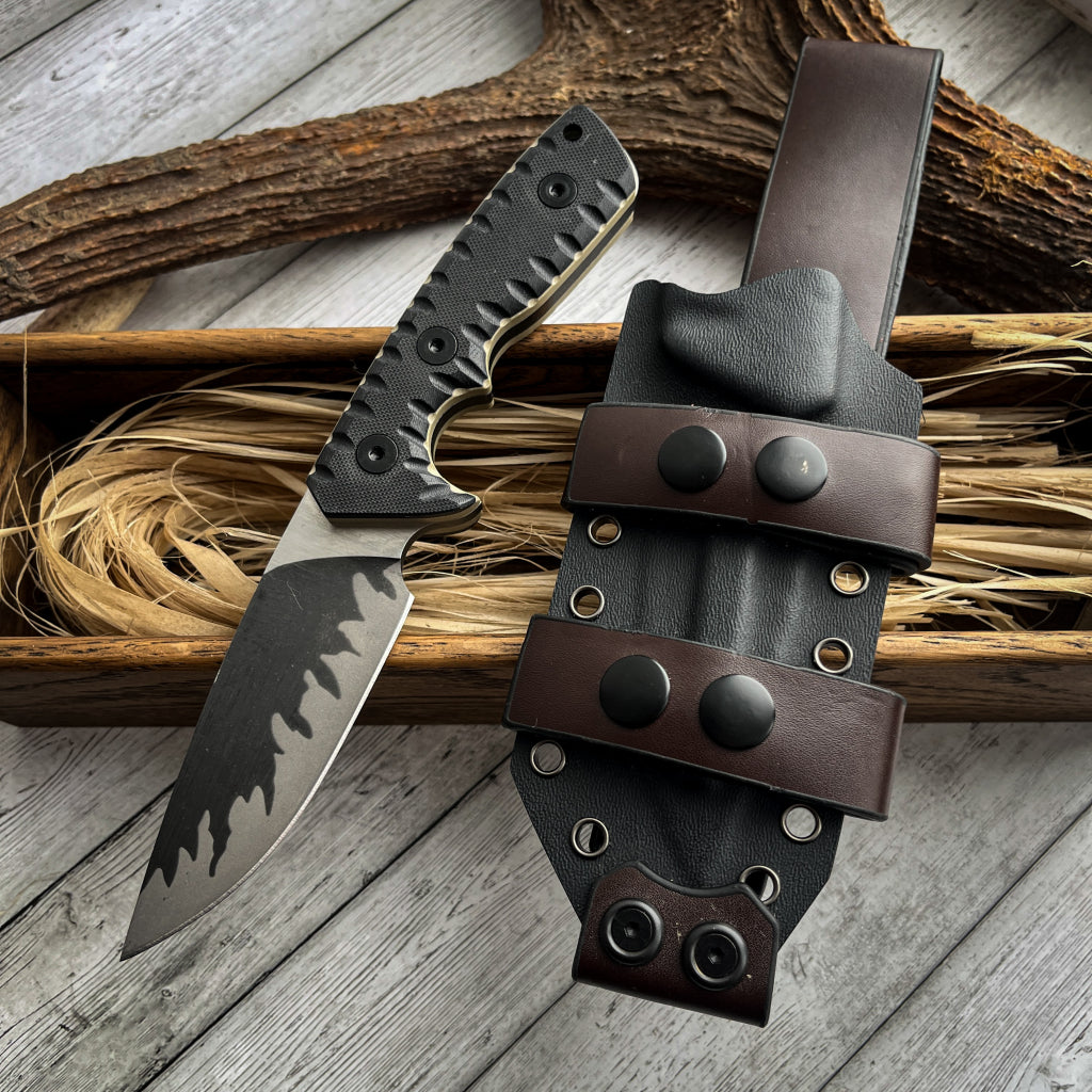 Tiger Edge A8 Tactical Fixed Blade Knife - Tiger-Pattern Steel 60 HRC with G10 Handle