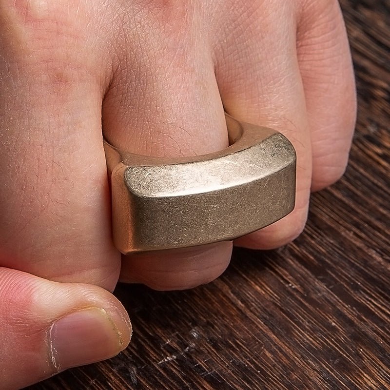 H59 Brass Single Finger Ring - 18mm Ultra Thick Stonewash Antique Heavy