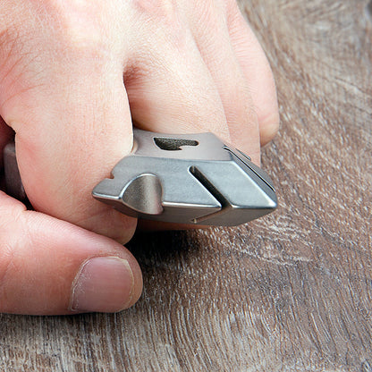TC4 Titanium Ultra-Thick Push Dagger Knuckle Ring - Sandblasted 15mm Lightweight