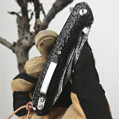 Damascus Folding Knife VG10 Ebony Handle Artisan EDC Collector Outdoor Pocket Knife