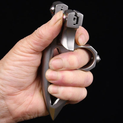 404C Stainless Steel Spiked Ring Slingshot - 3-in-1 EDC Multi-Tool