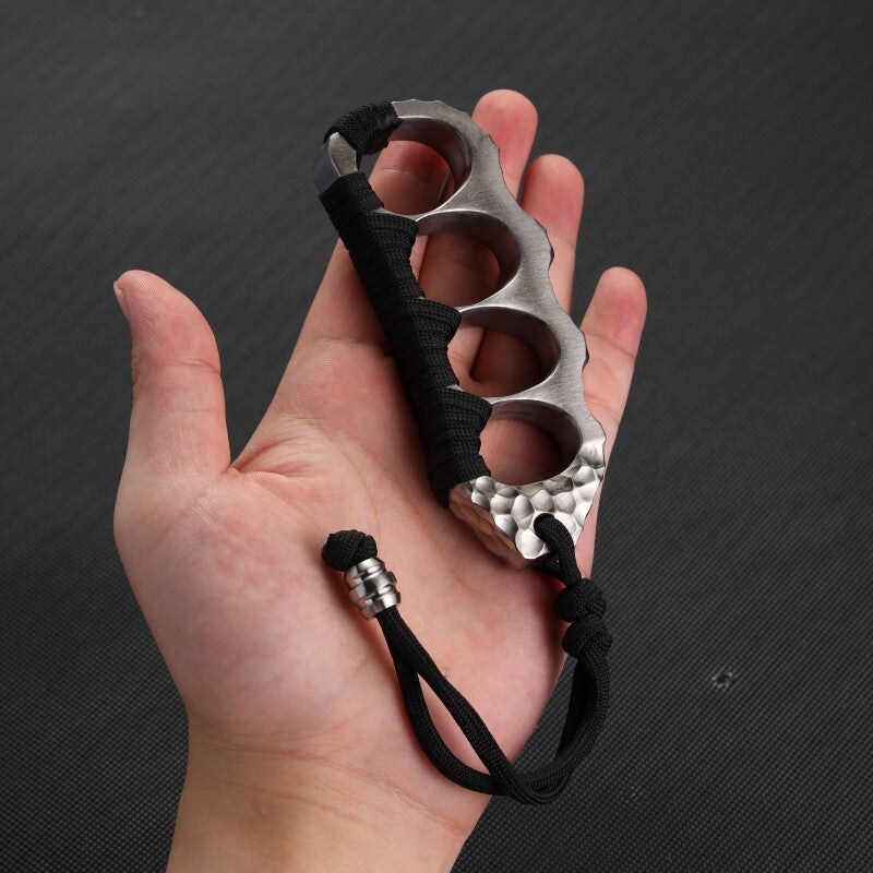 Brass Knuckles Titanium Hand-Hammered Crater CNC One-Piece Self-Defense EDC Knuckle Duster