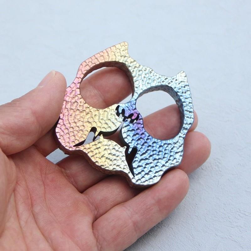 Titanium Two Finger Knuckles - Meteor Crater Oxidized Firing Ultra Light