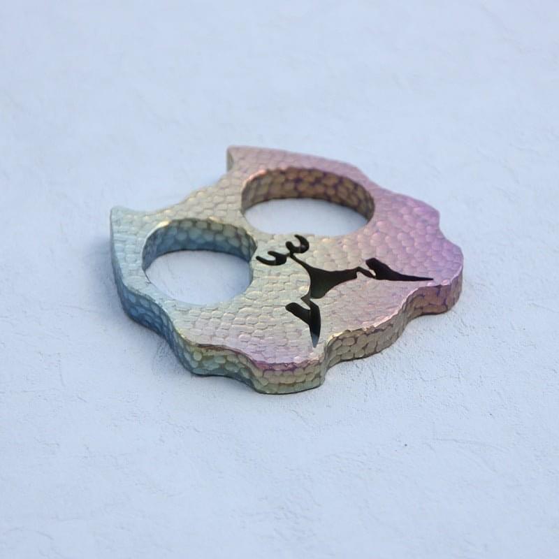 Titanium Two Finger Knuckles - Meteor Crater Oxidized Firing Ultra Light