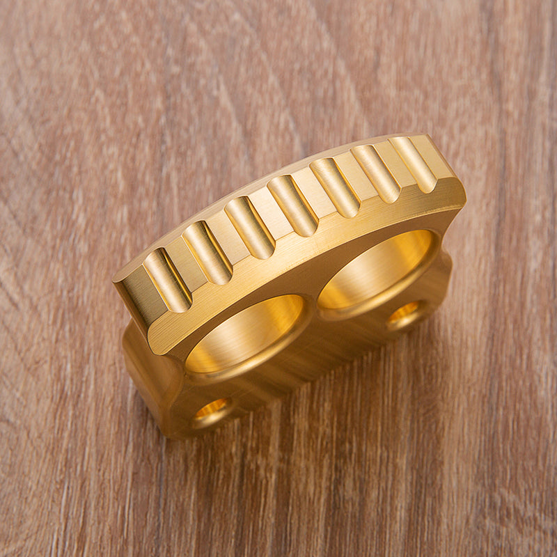 Brass Two Finger Knuckles - 17.6mm Ultra Thick Brush Finish Heavy Duty