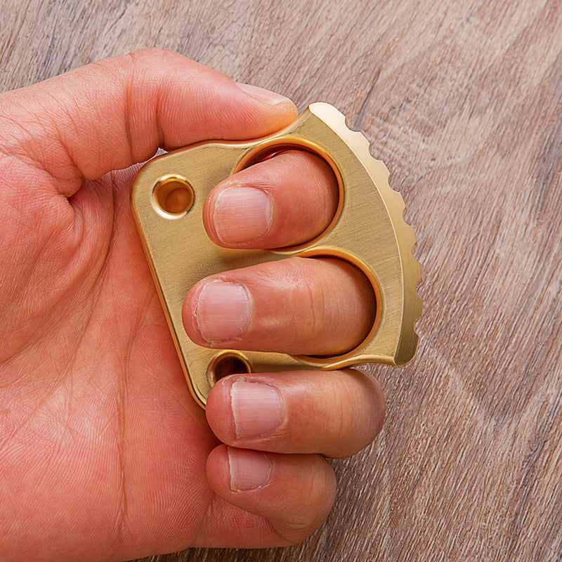 Brass Two Finger Knuckles - 17.6mm Ultra Thick Brush Finish Heavy Duty