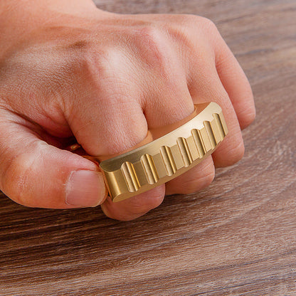 Brass Two Finger Knuckles - 17.6mm Ultra Thick Brush Finish Heavy Duty