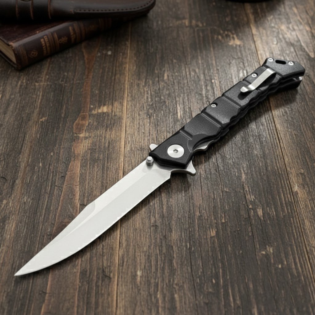 Large Folding Knife Clip Point GFN Handle Spring Lock Tactical Military EDC Outdoor