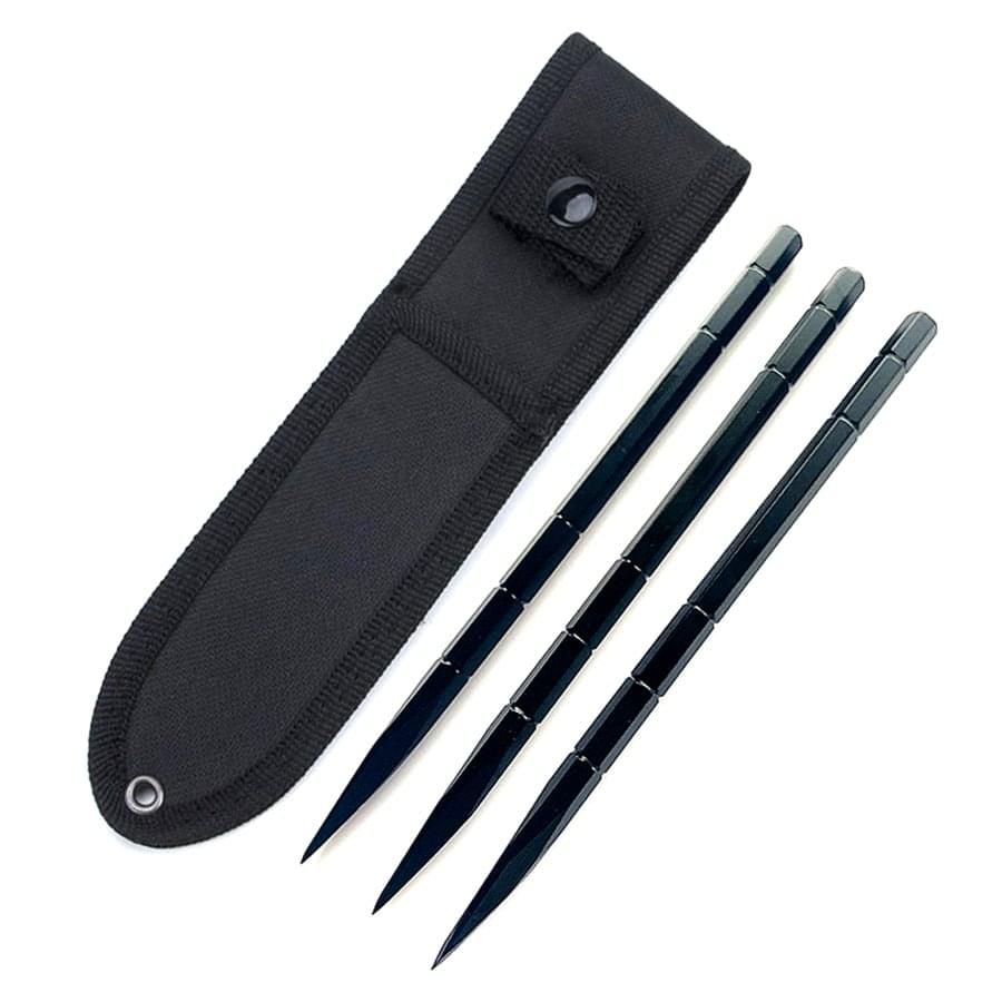 3Cr17 Steel Throwing Spikes - 3-Piece Set 59HRC Hardened with Nylon Sheath