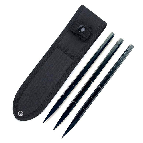 3Cr17 Steel Throwing Spikes - 3-Piece Set 59HRC Hardened with Nylon Sheath
